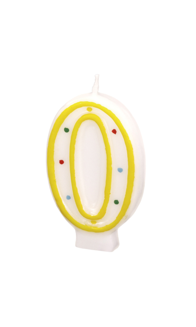 Numeral Candle 7.3cm (Assorted Colors) - No.0