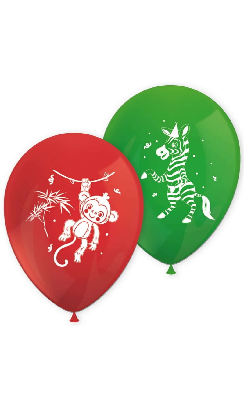 Jungle Balloons Printed Latex Balloons - 8pk
