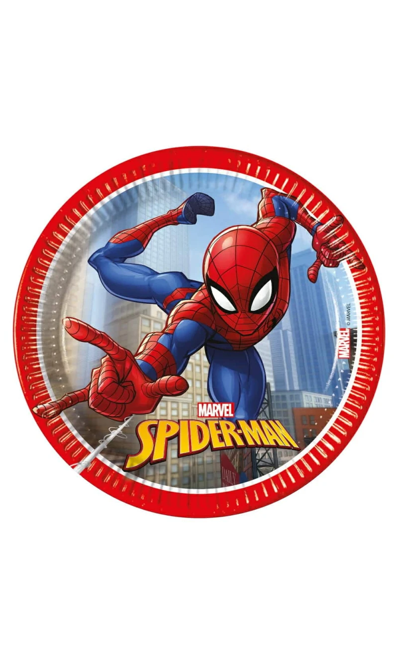 Spider-Man Crime Fighter FSC Paper Plates 20cm - 8pk