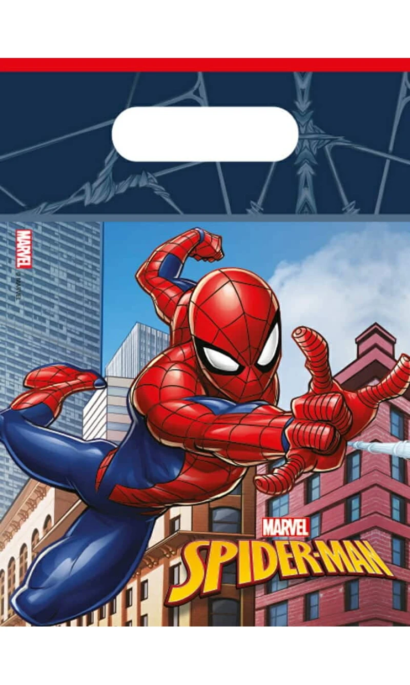 Spider-Man Crime Fighter Plastic Party Bags - 6pk