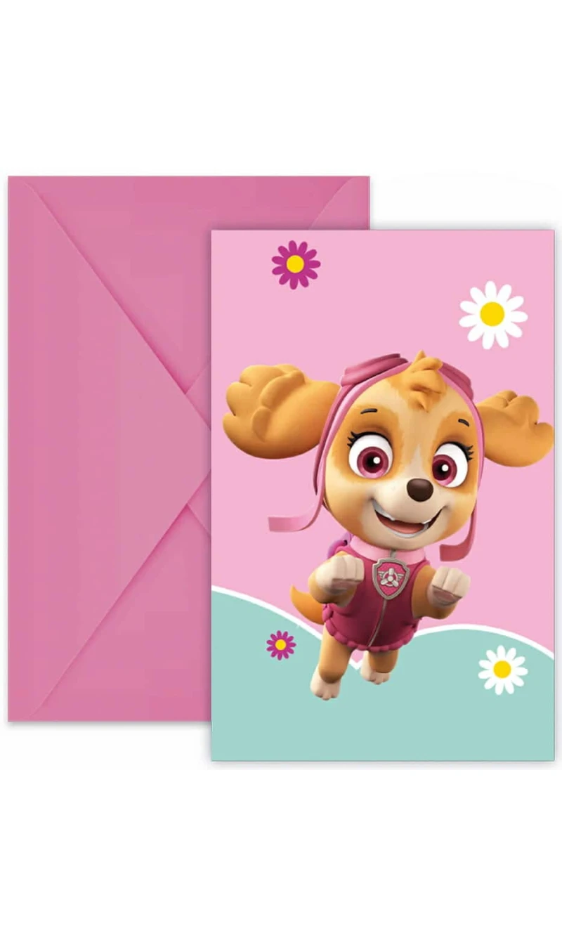 Paw Patrol Skye And Everest FSC Invitations & Envelopes - 6pk