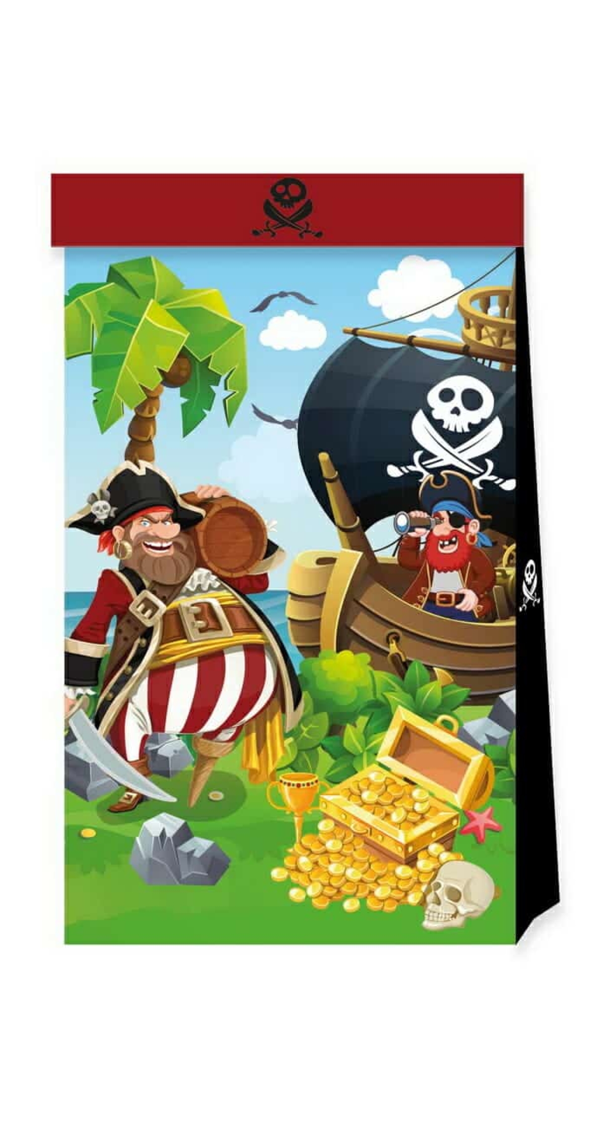 Island Pirates FSC Paper Party Bags - 4pk