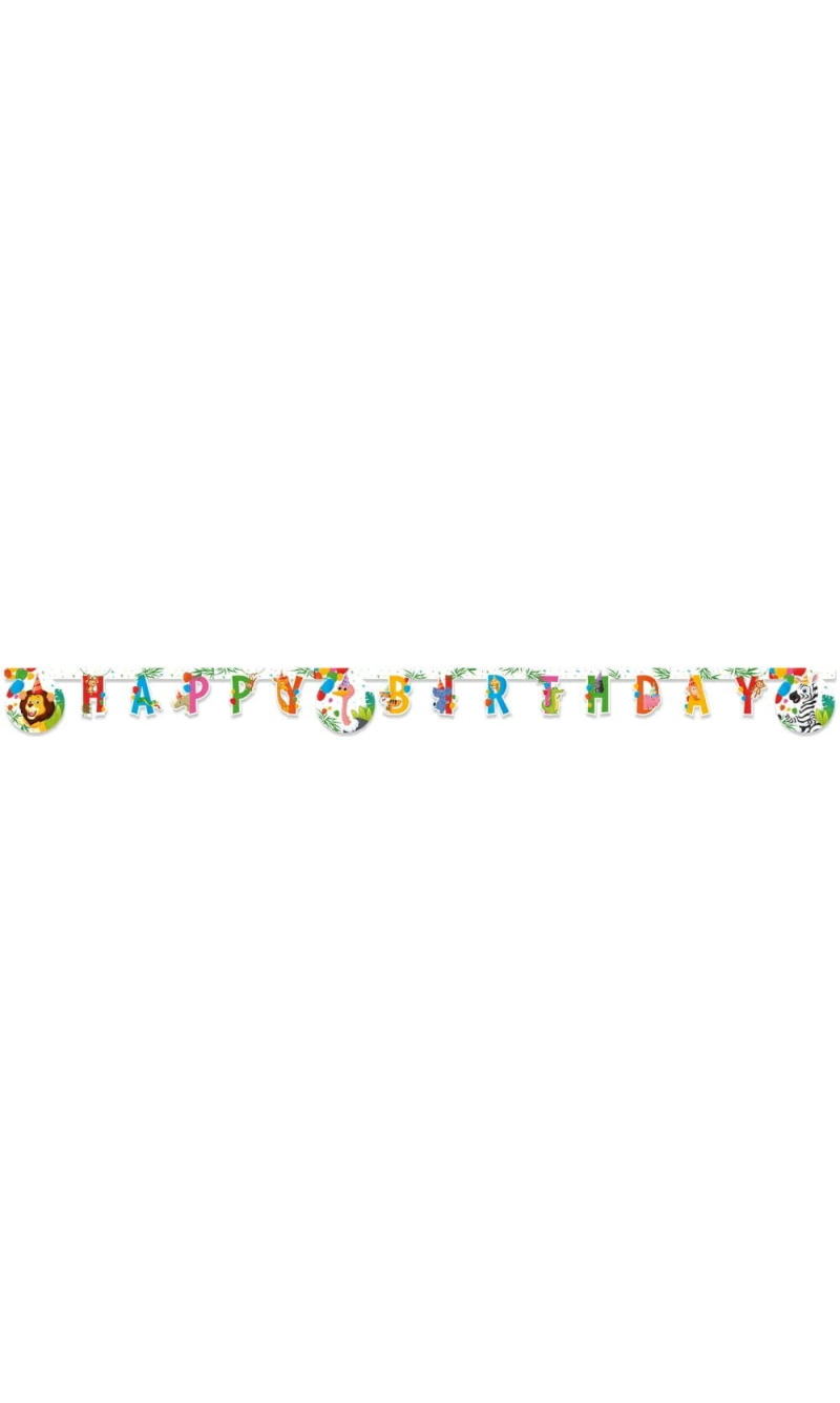 Jungle Balloons FSC "Happy Birthday" Die-Cut Banner - 1pk