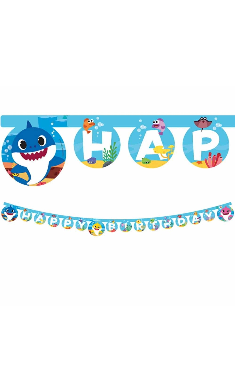 Baby Shark "Happy Birthday" Die-cut Banner - 1pk
