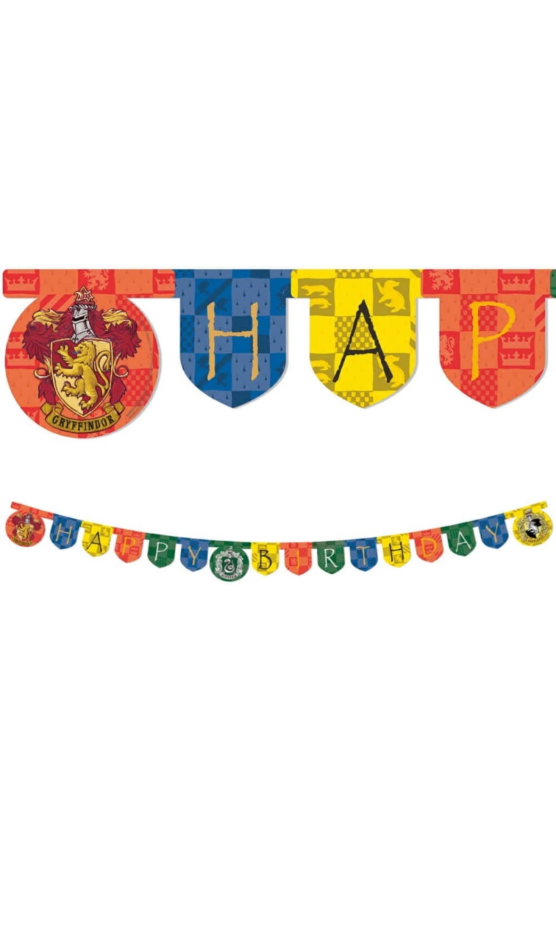 Harry Potter Hogwarts Houses FSC "Happy Birthday" Die-Cut Banner - 1pk
