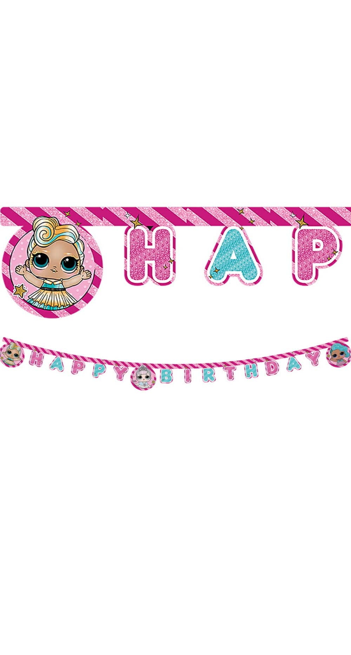 LOL Glitterati "Happy Birthday" Die-cut Banner - 1pk