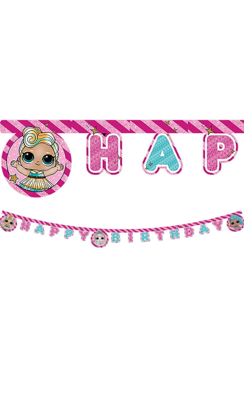 LOL Glitterati "Happy Birthday" Die-cut Banner - 1pk