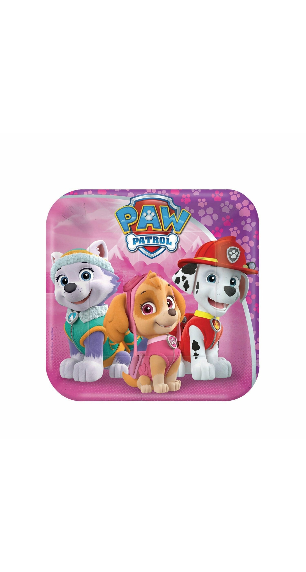8 Plates Pink Paw Patrol quadratisch Papier 18 x 18 cm