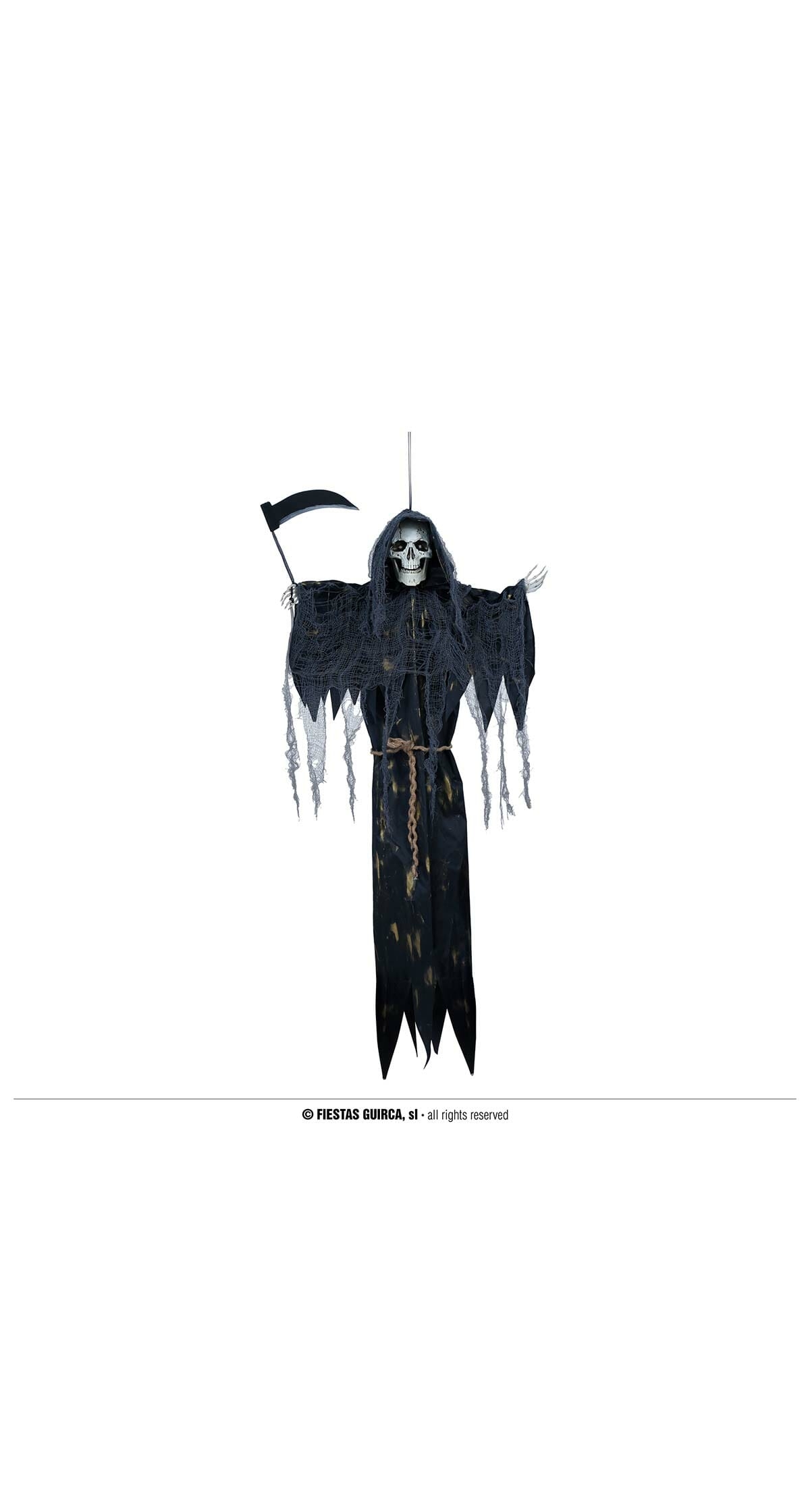 Hanging Death Skeleton With Light - 120cm