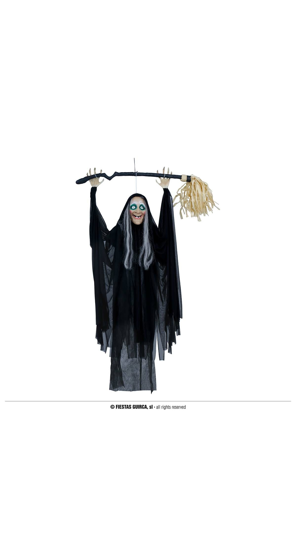 Hanging Witch With Light, Sound & Movement - 110cm