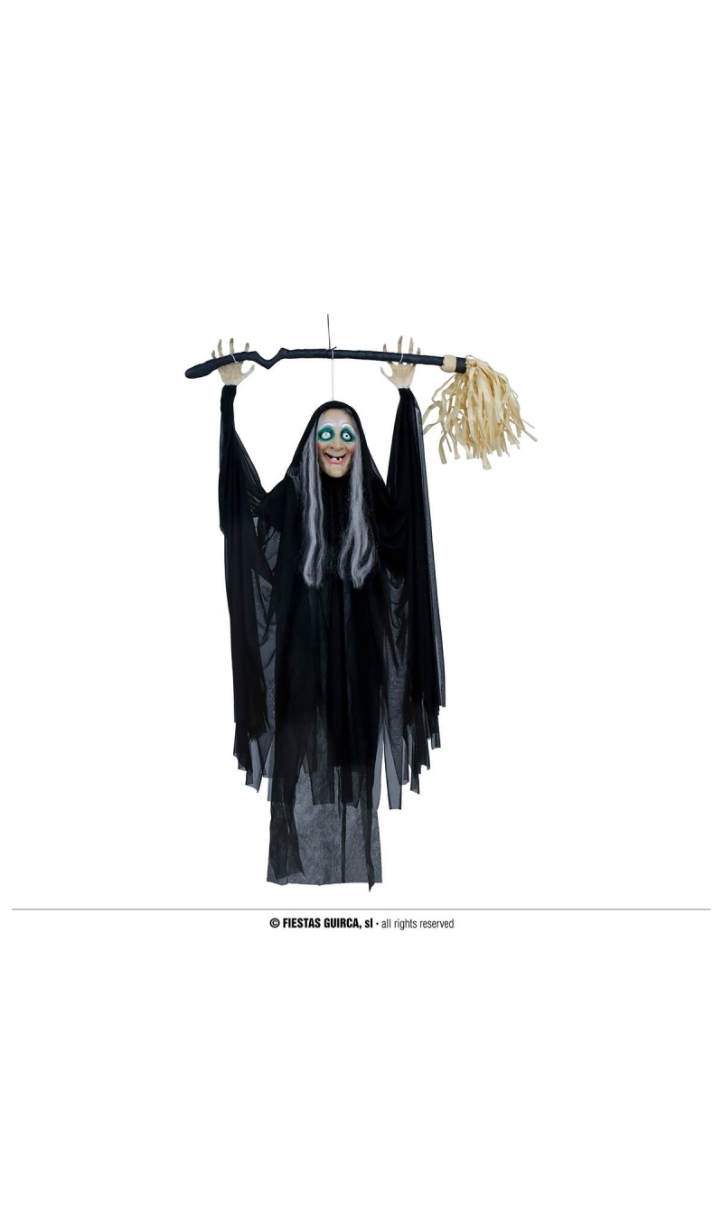 Hanging Witch With Light, Sound & Movement - 110cm