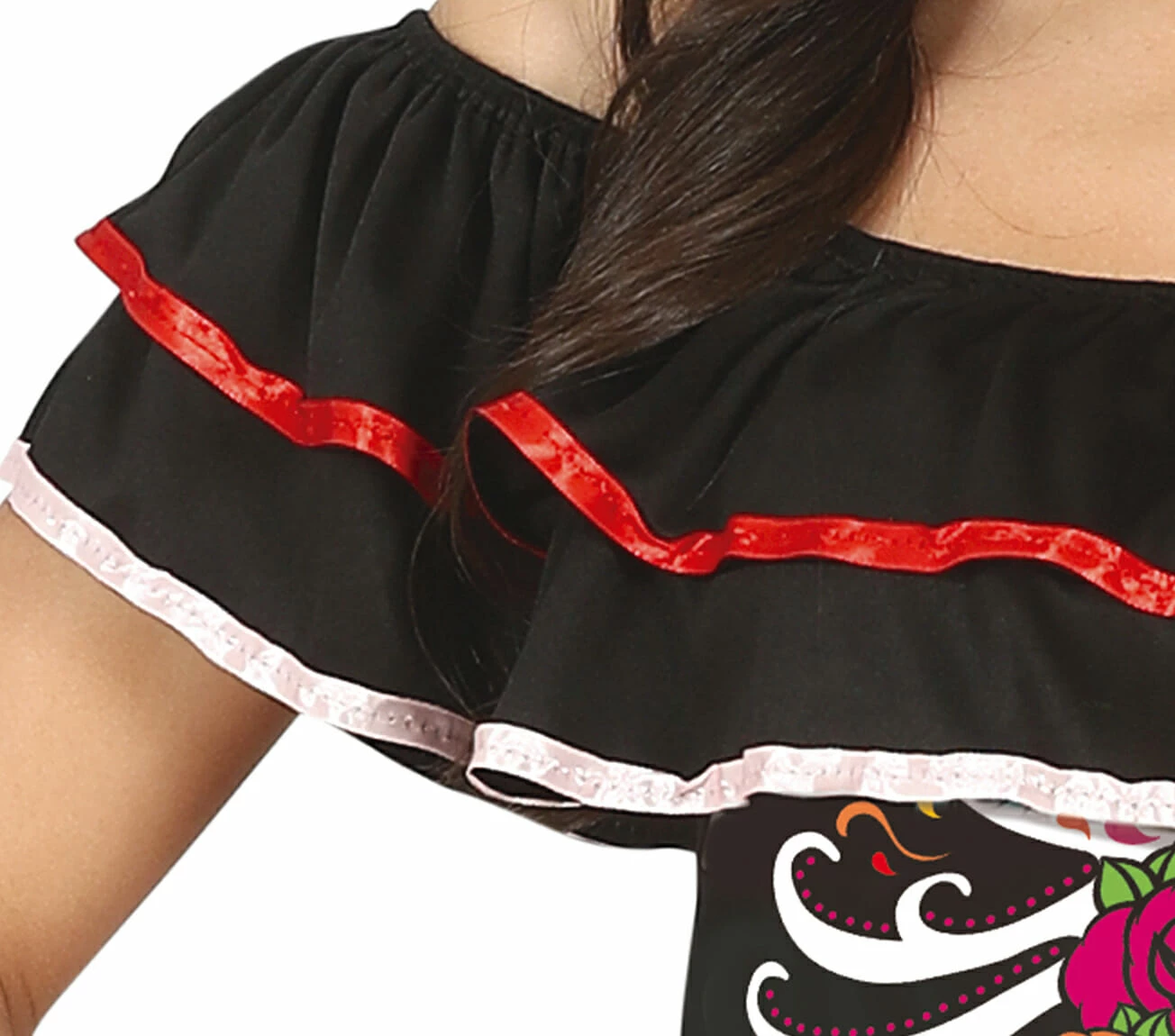 Day of the Dead Lady with Rainbow Ruffles - Adult Size Small (8-10)