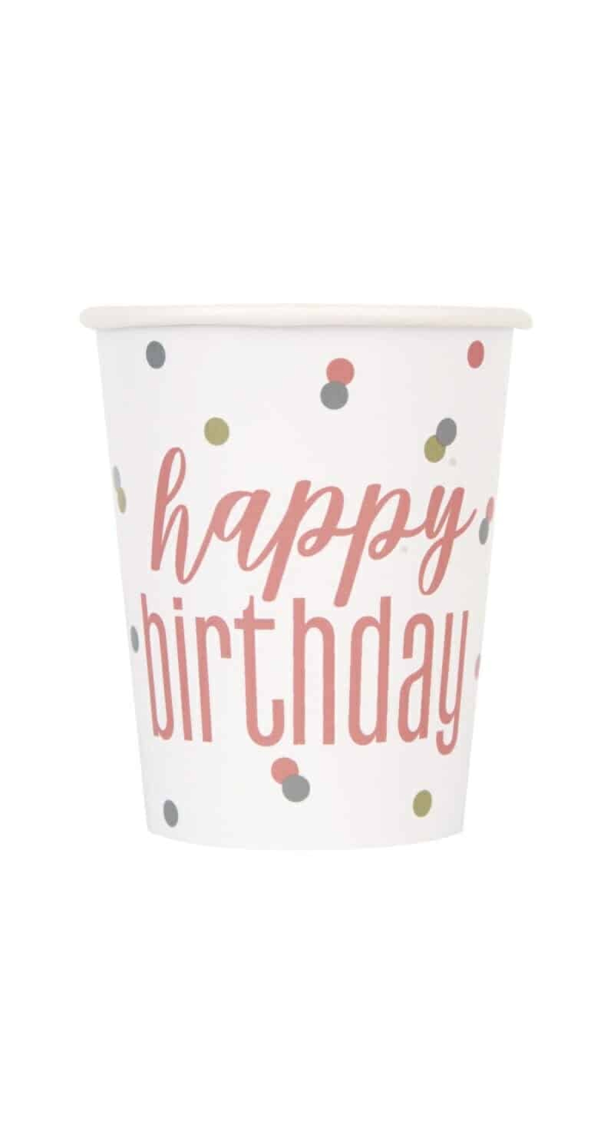 Birthday Glitz Rose Gold 9oz Paper Cups - 8pk