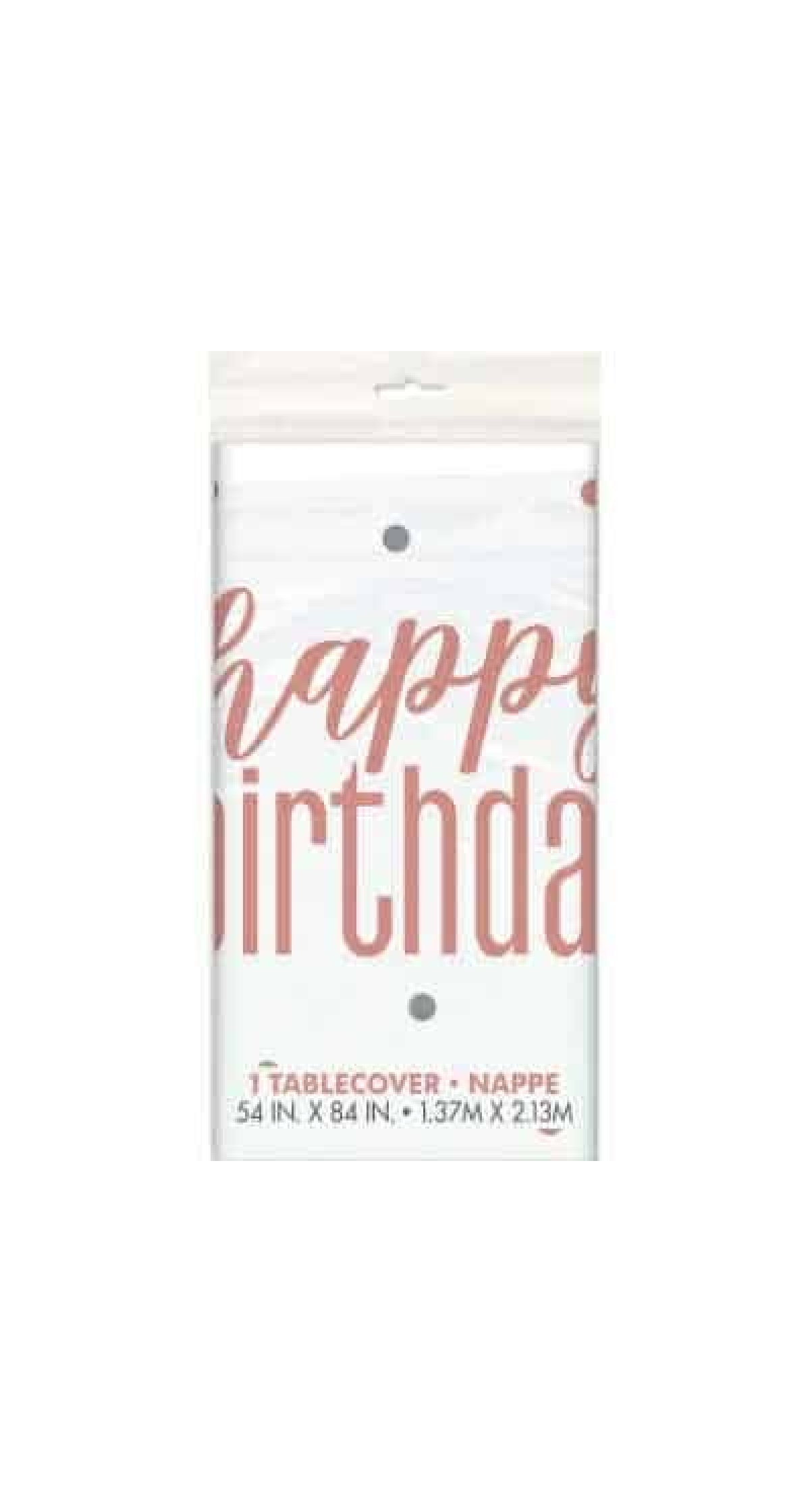 Glitz Rose Gold "Happy Birthday" Plastic Table Cover  (54" x 84")