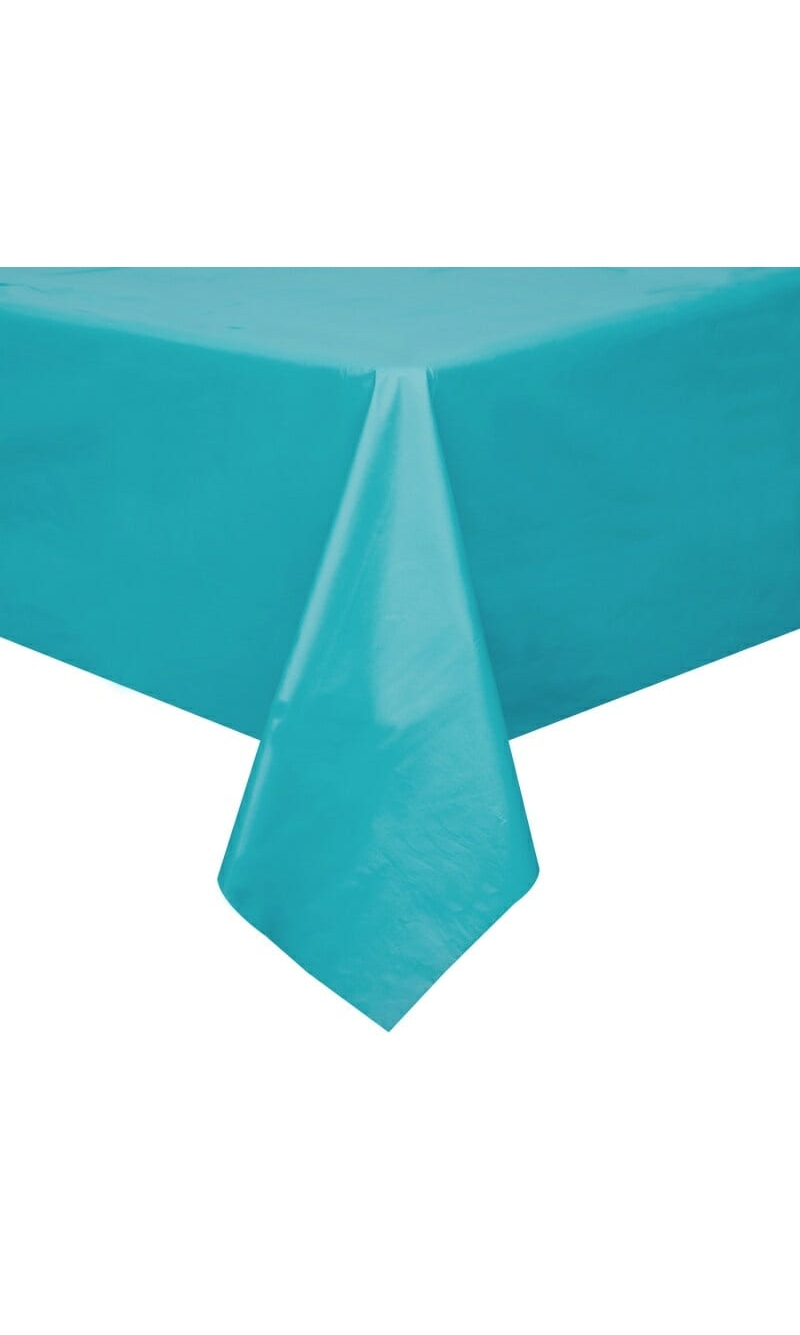 Rectangular Plastic Table Cover (54"x108") - Caribbean Teal