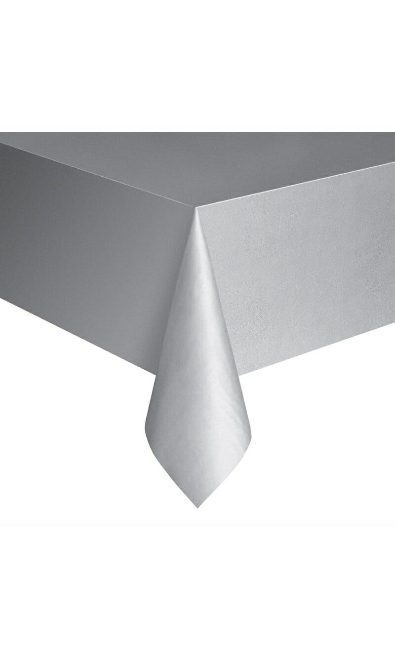 Rectangular Plastic Table Cover (54"x108") - Silver
