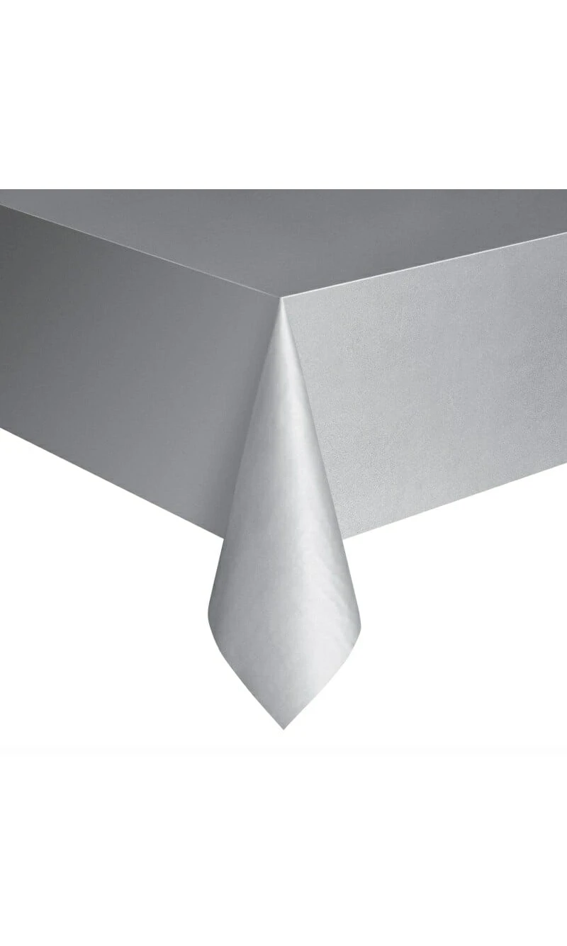 Rectangular Plastic Table Cover (54"x108") - Silver