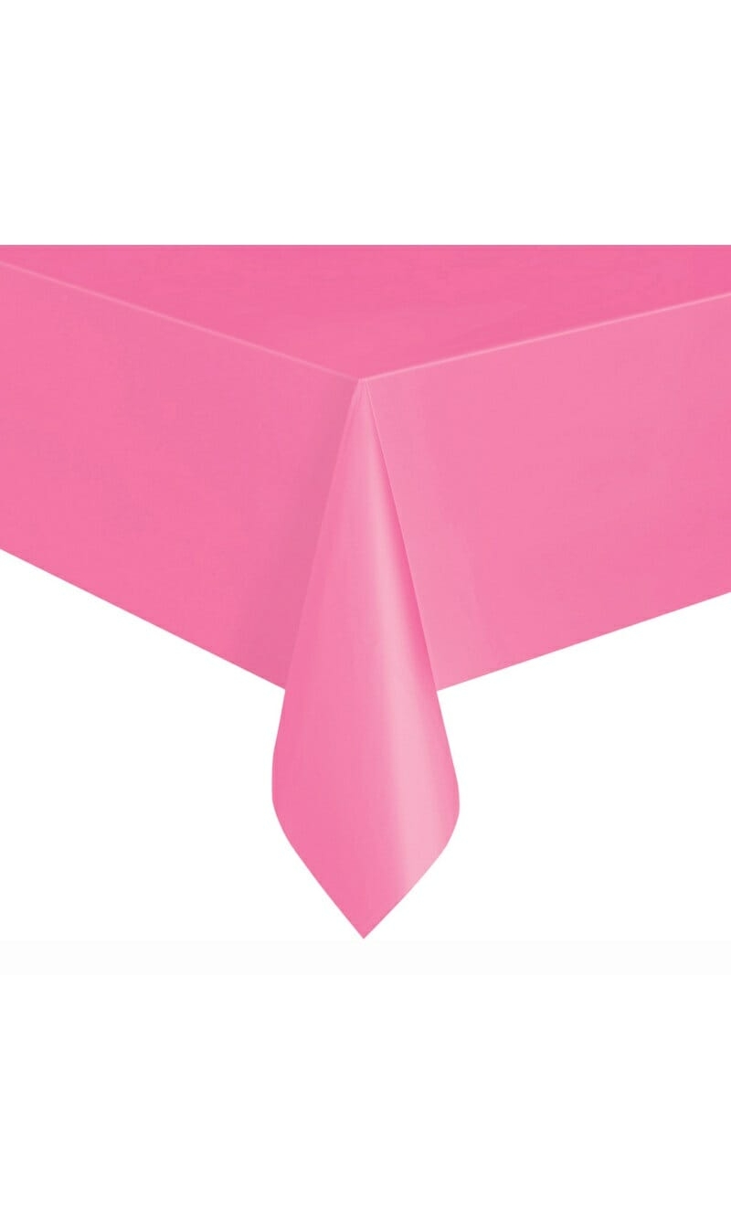 Rectangular Plastic Table Cover (54"x108") - Hot Pink