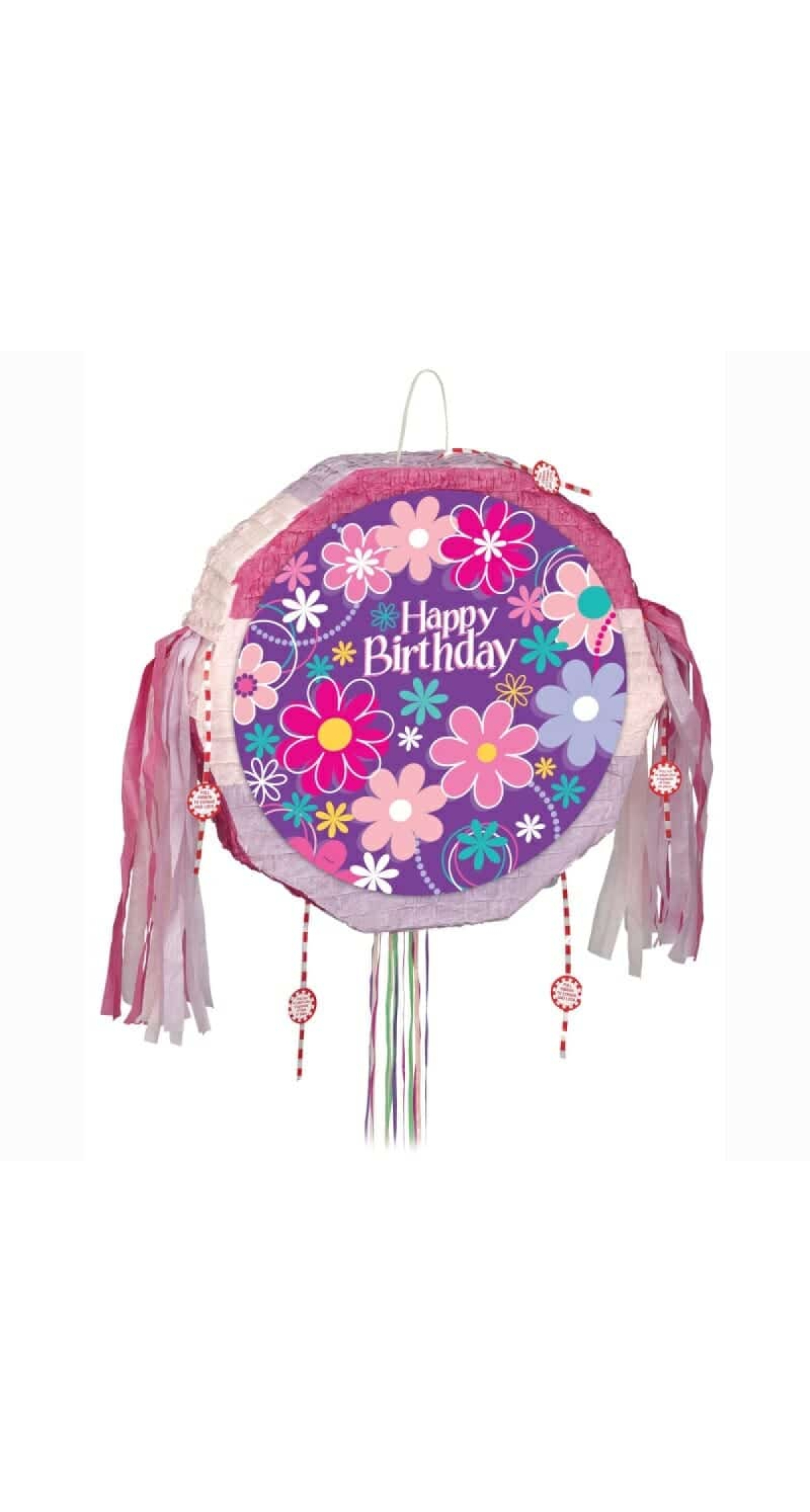 Birthday Blossoms Drum Pull Pop Out Pinata - 46.05 x 10.16 x 46.36cm