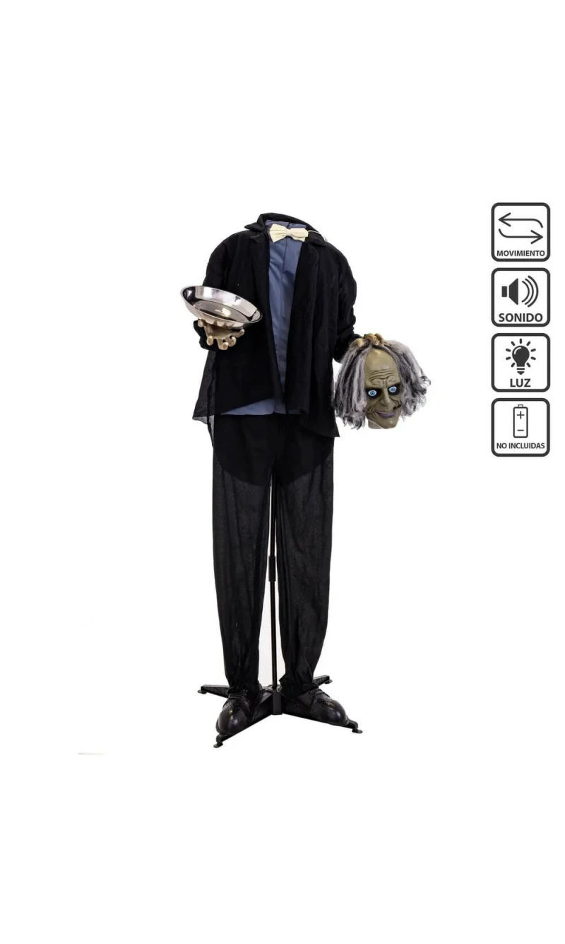 Beheaded Waiter with Light Sound & Movement - 75x20x150cm