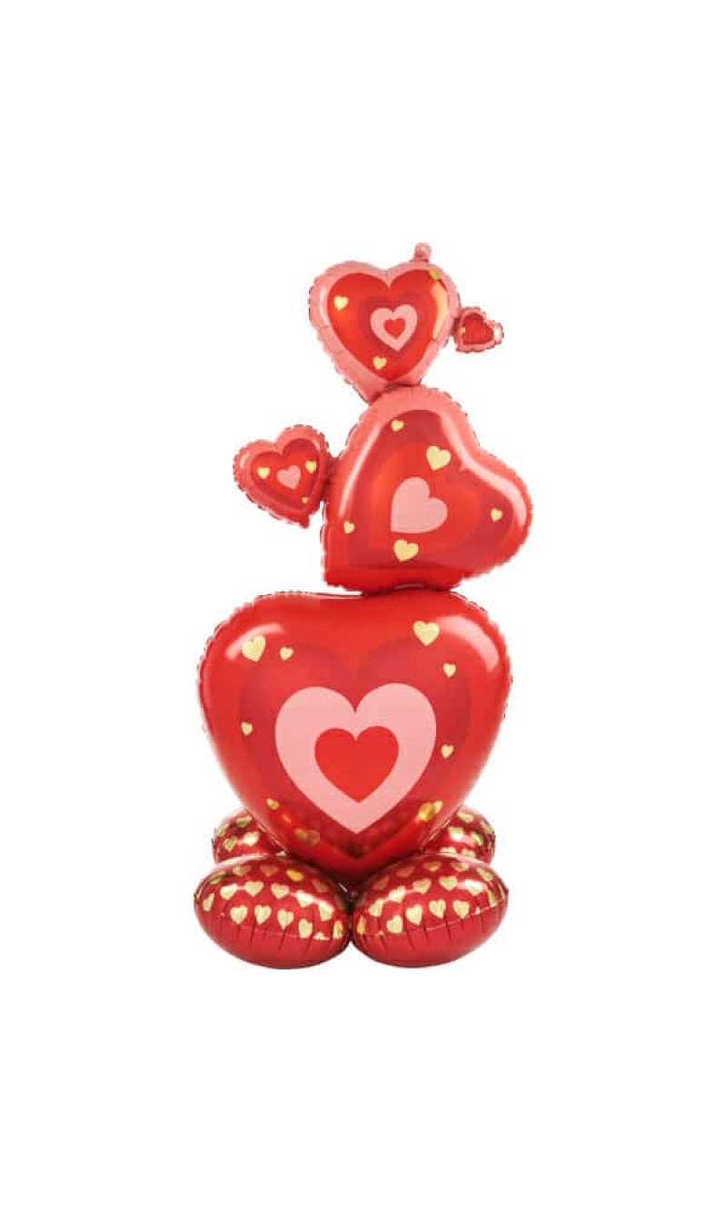 AirLoonz Stacking Hearts Foil Balloon (Air Fill Only) - 63cm x 139cm