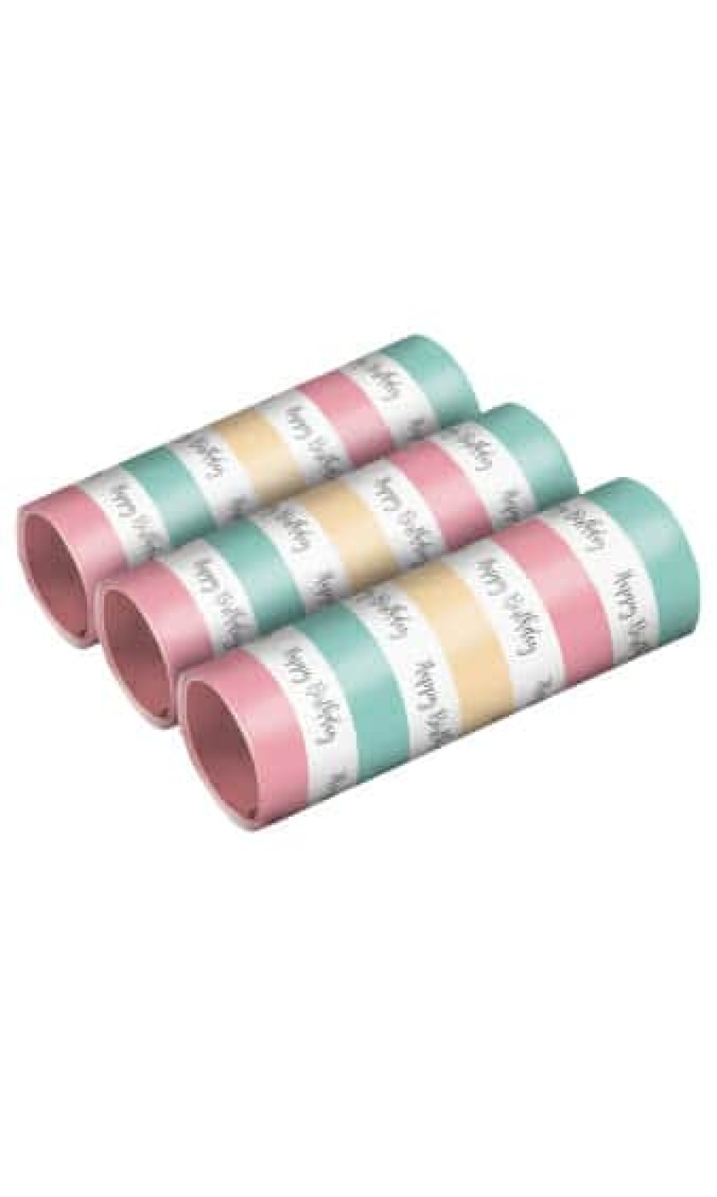 Happy Birthday Pastel Streamers 1.4 x 400cm - 3pk