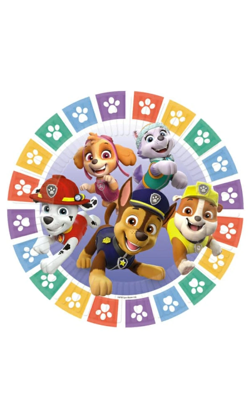 Paw Patrol Round Paper Plates 23cm - 8pk