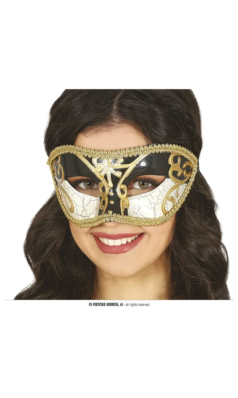 Black Gold & White Venetian Mask