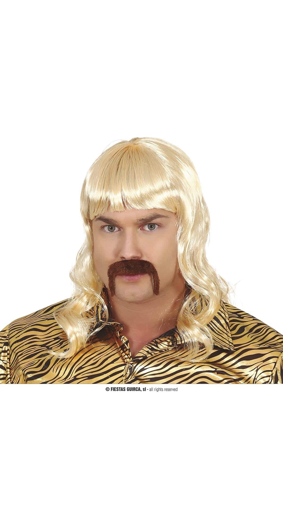 Long Hair Man Wig With Mustache - Adult One Size