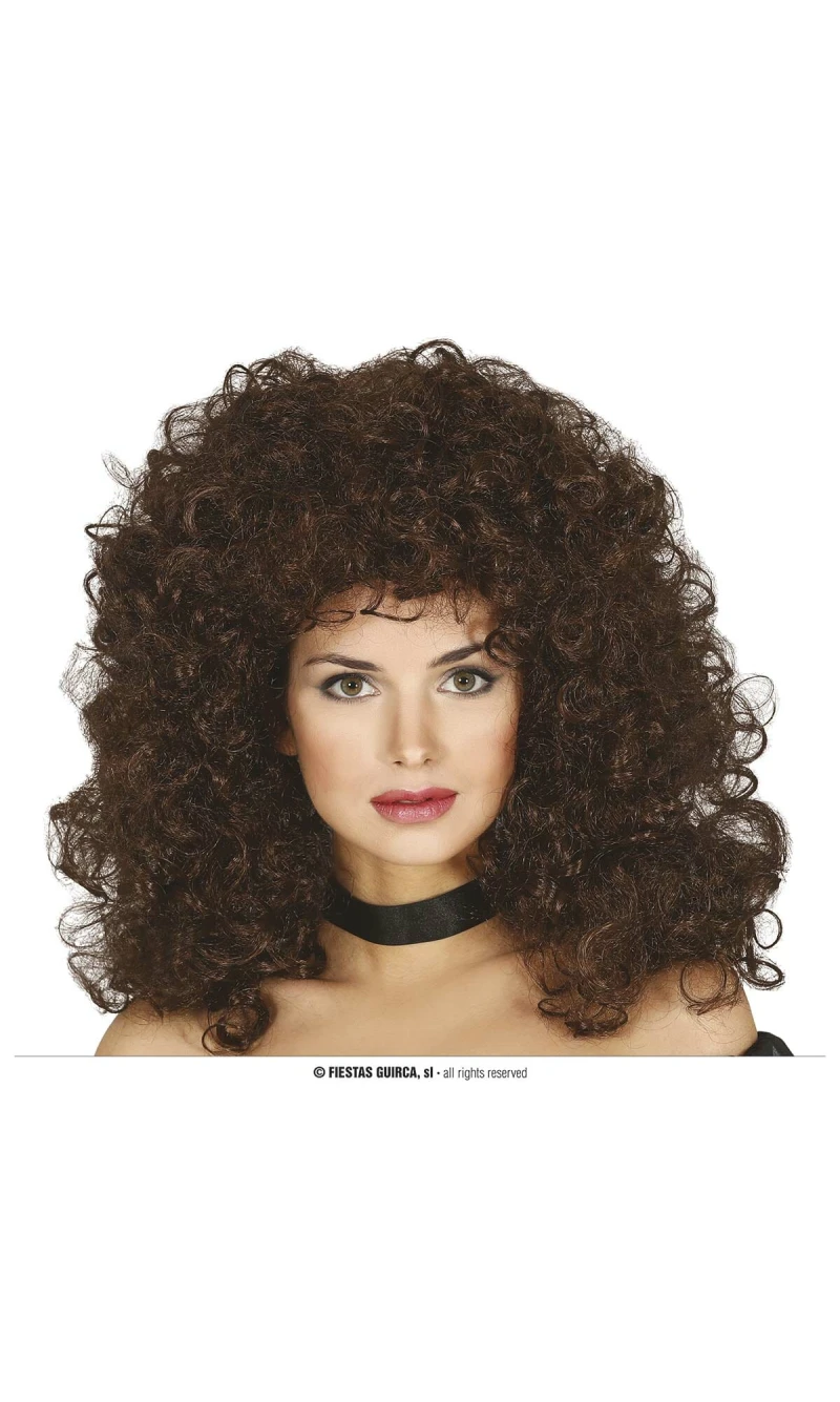 Brown Curly Hair Wig - Adult One Size