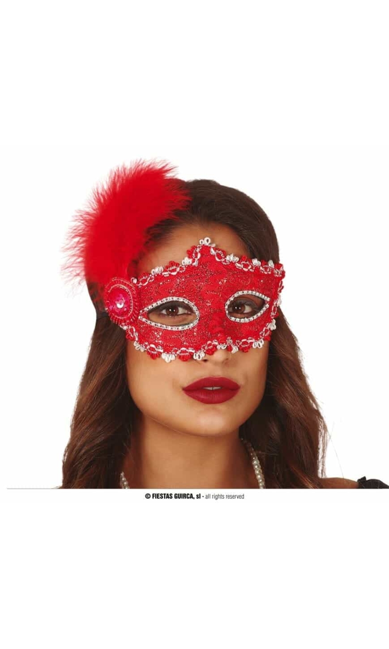 Red Mask With Feathers