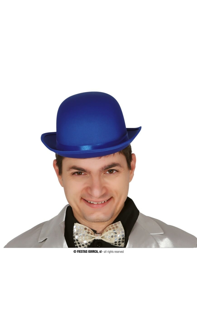 Bowler Hat With Adjustable Inner Band - Blue