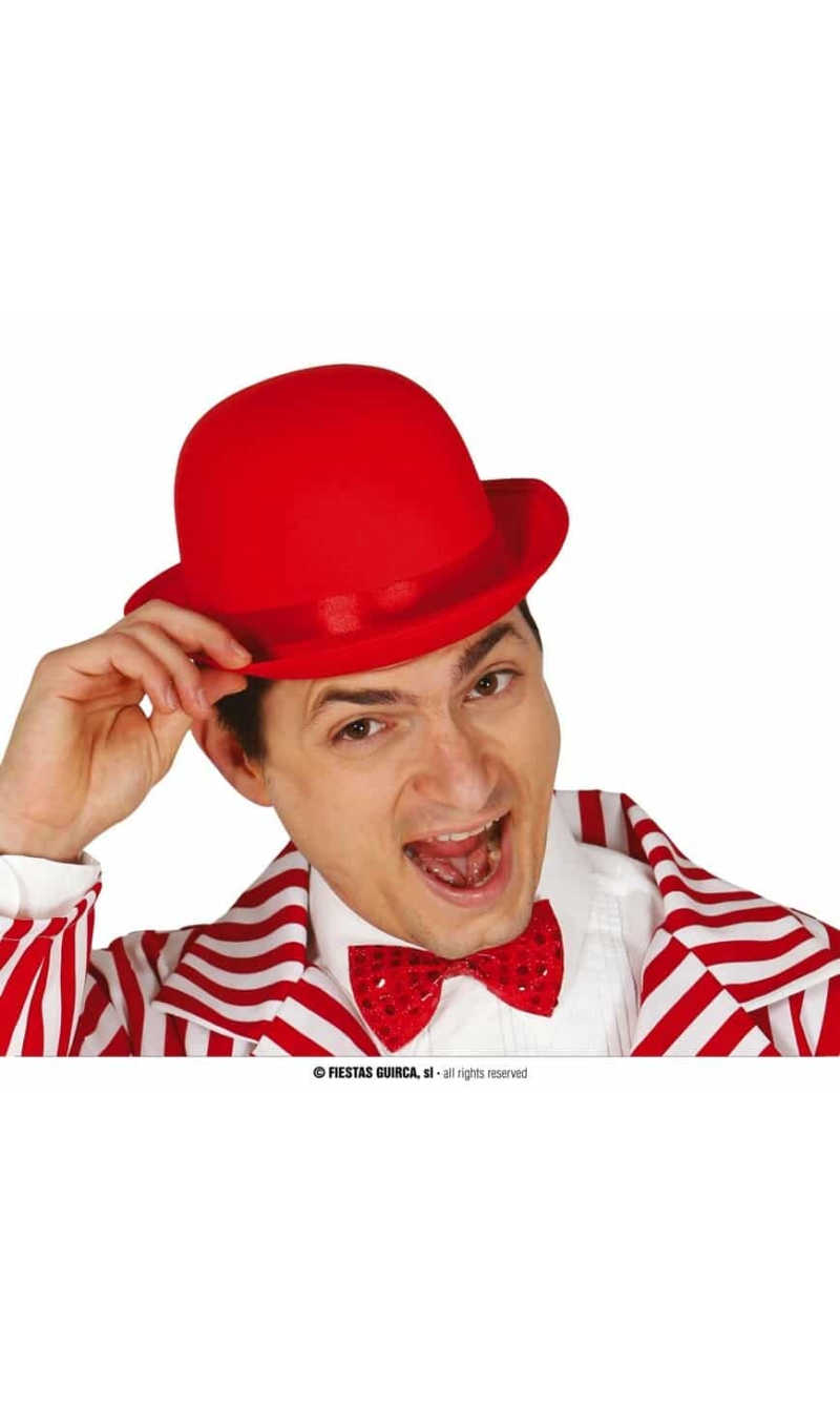 Bowler Hat With Adjustable Inner Band - Red