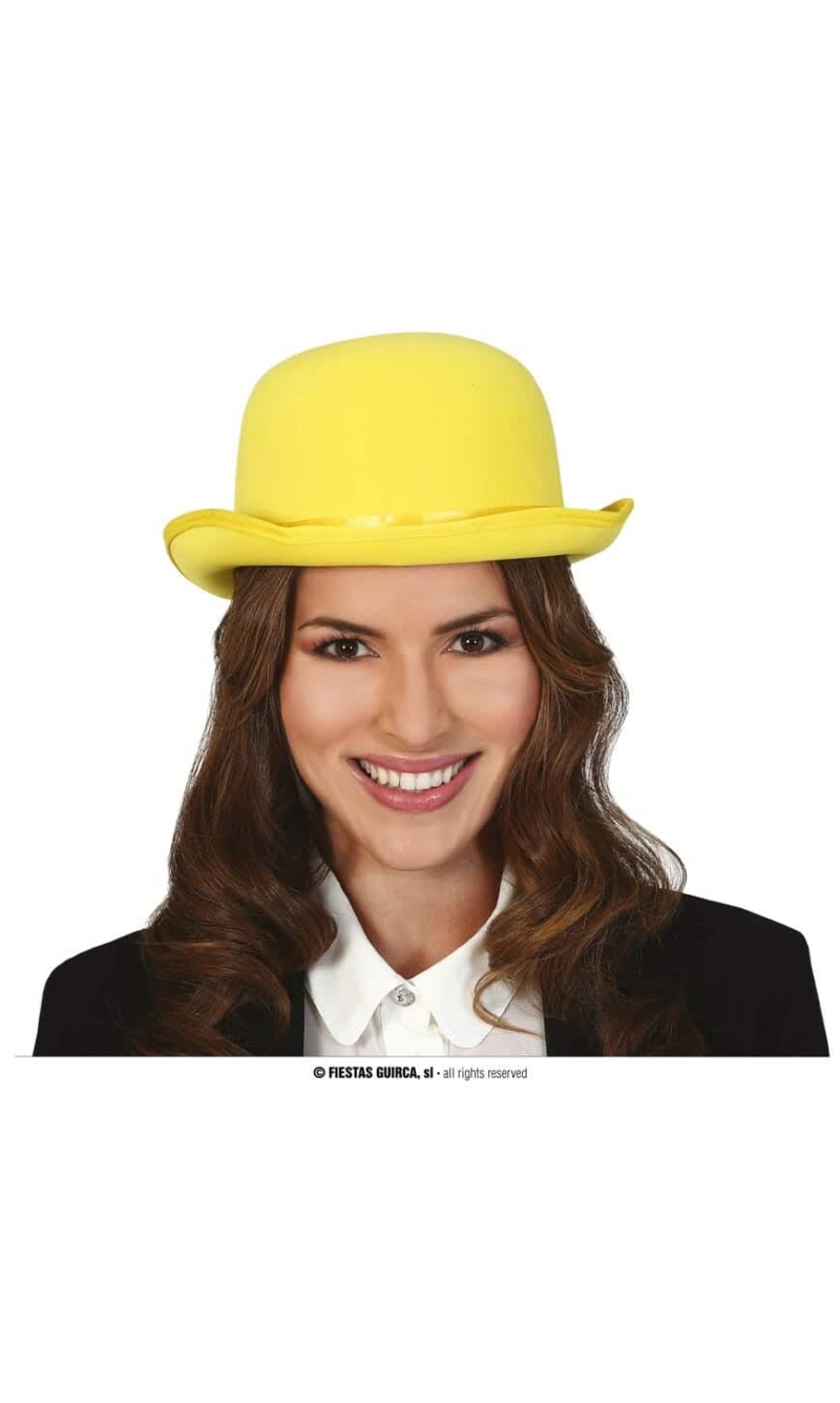 Bowler Hat With Adjustable Inner Band – Yellow
