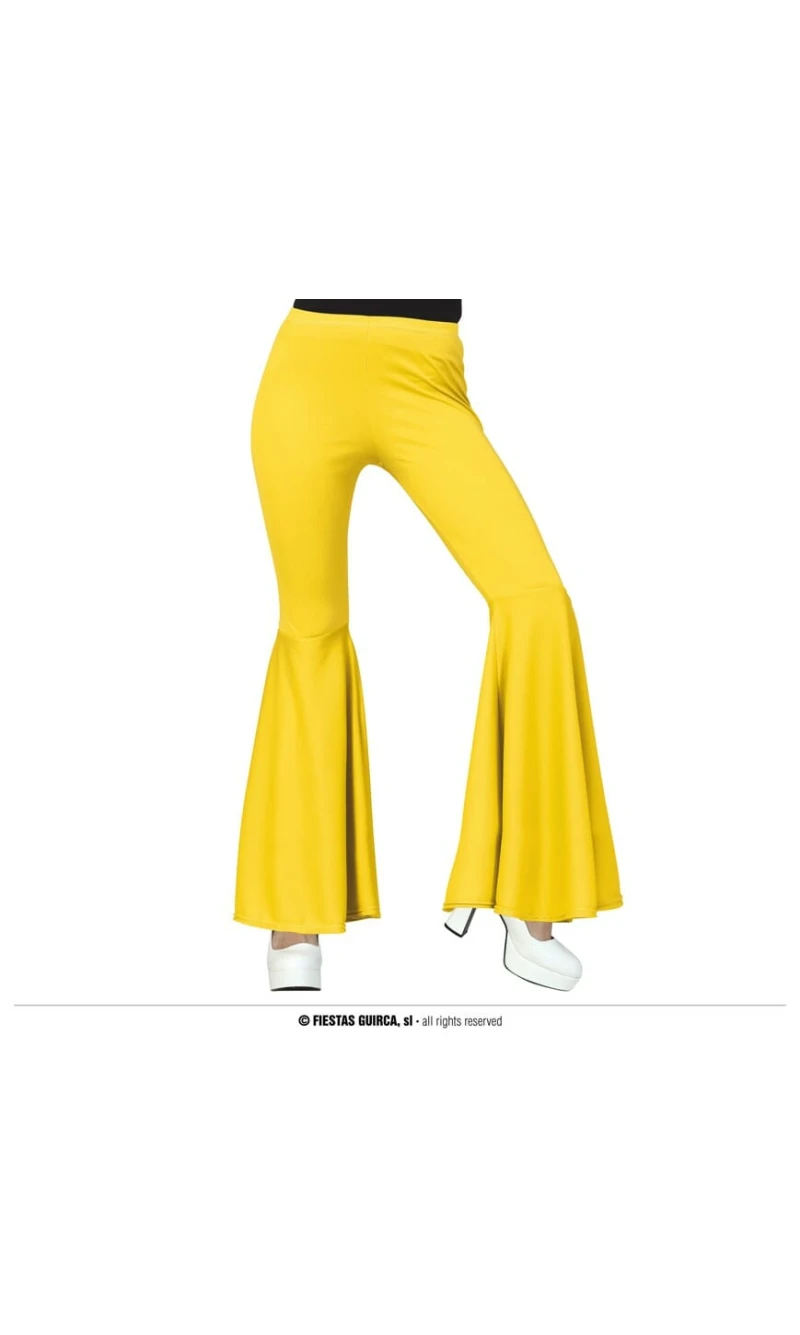 Yellow Elastic Bell Bottom Pants