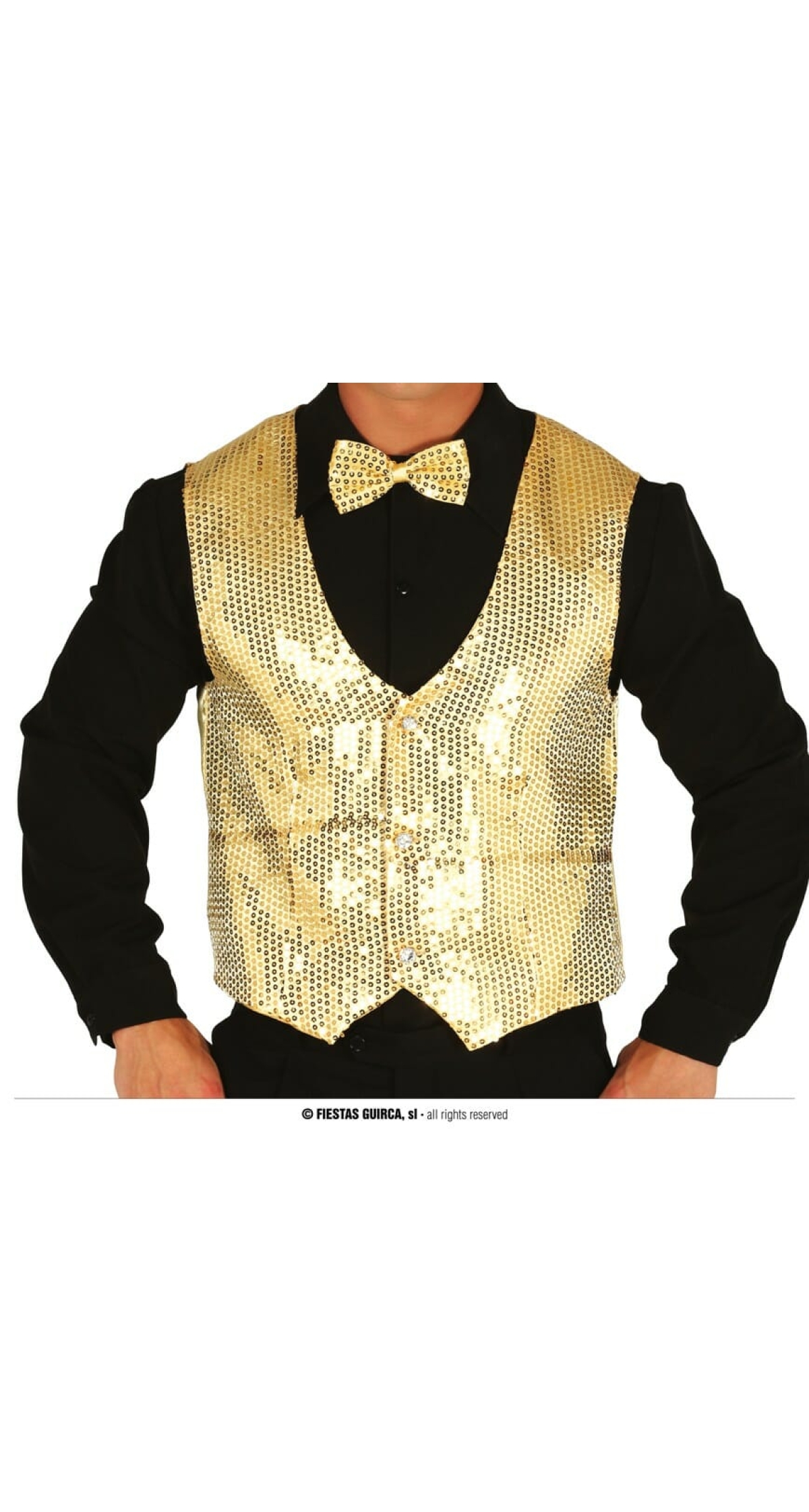 Man Gold Sequin Waistcoat - Adult One Size