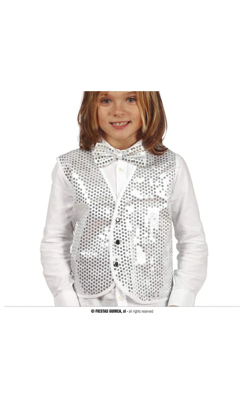 Child Silver Sequin Waistcoat - Child One Size