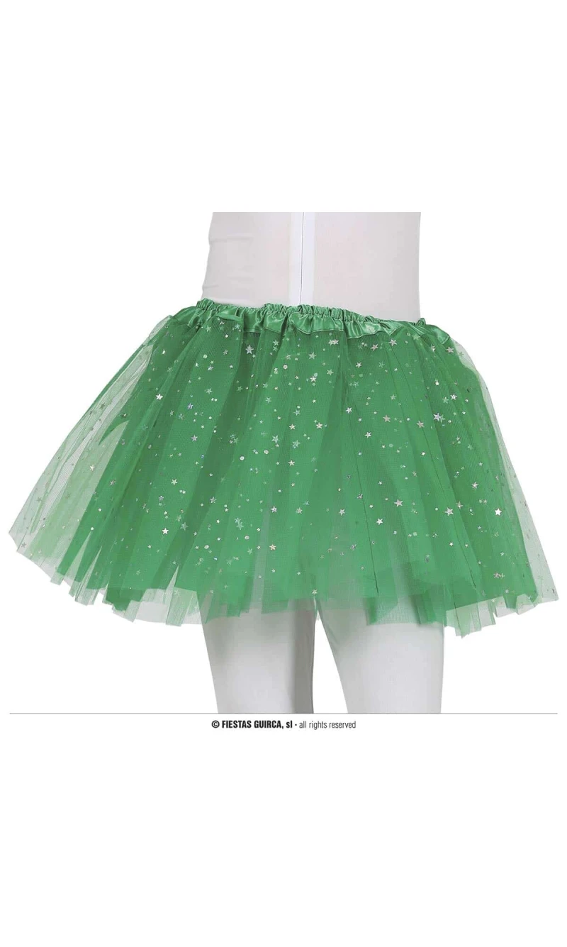 Tutu With Stars Green 30cm - Child One Size