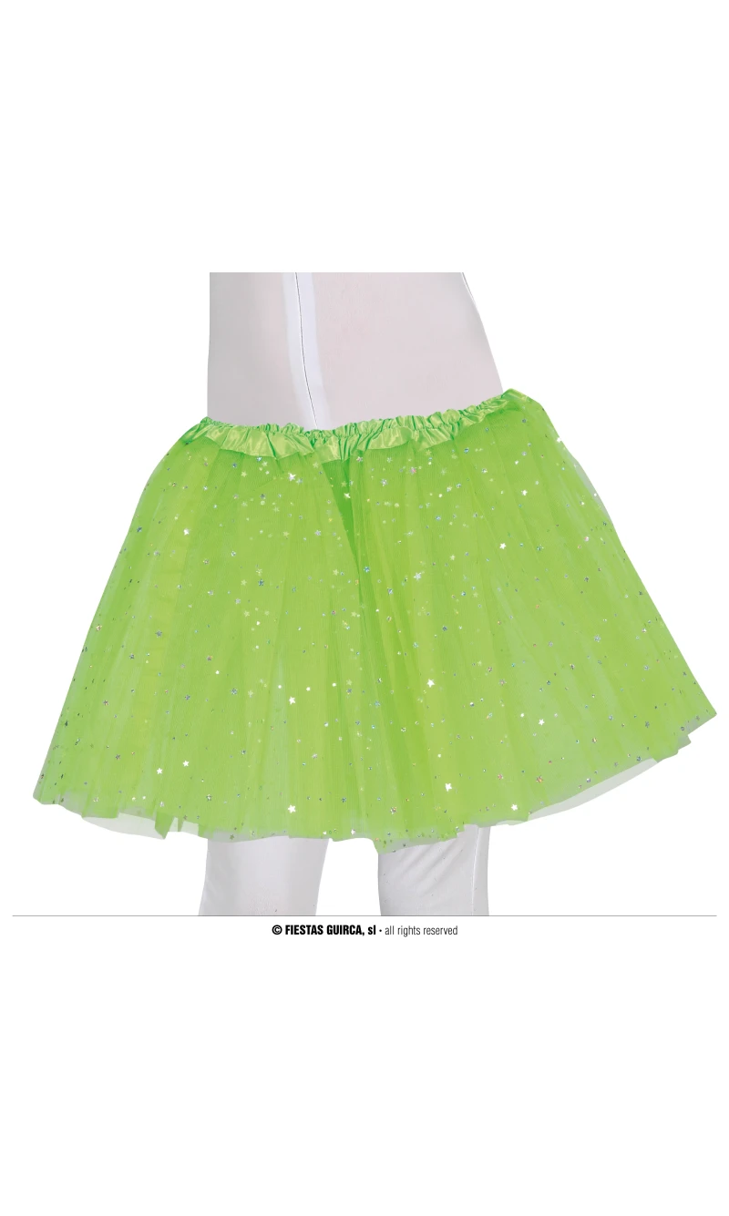 Tutu With Stars Limegreen 30cm - Child One Size