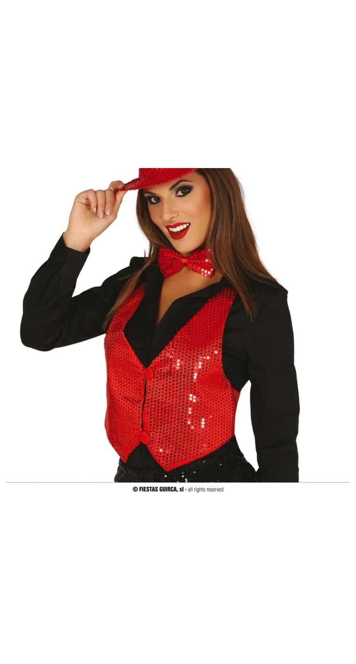 Lady Red Sequin Waistcoat - Adult One Size