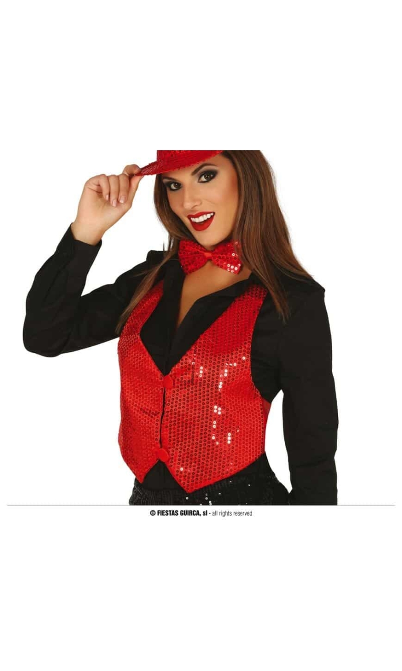 Lady Red Sequin Waistcoat - Adult One Size