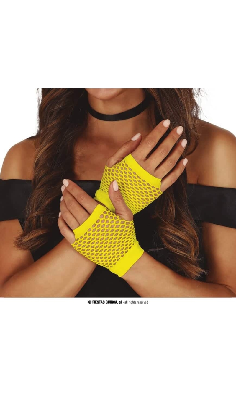 Meshed Gloves Neon Yellow - 11cm