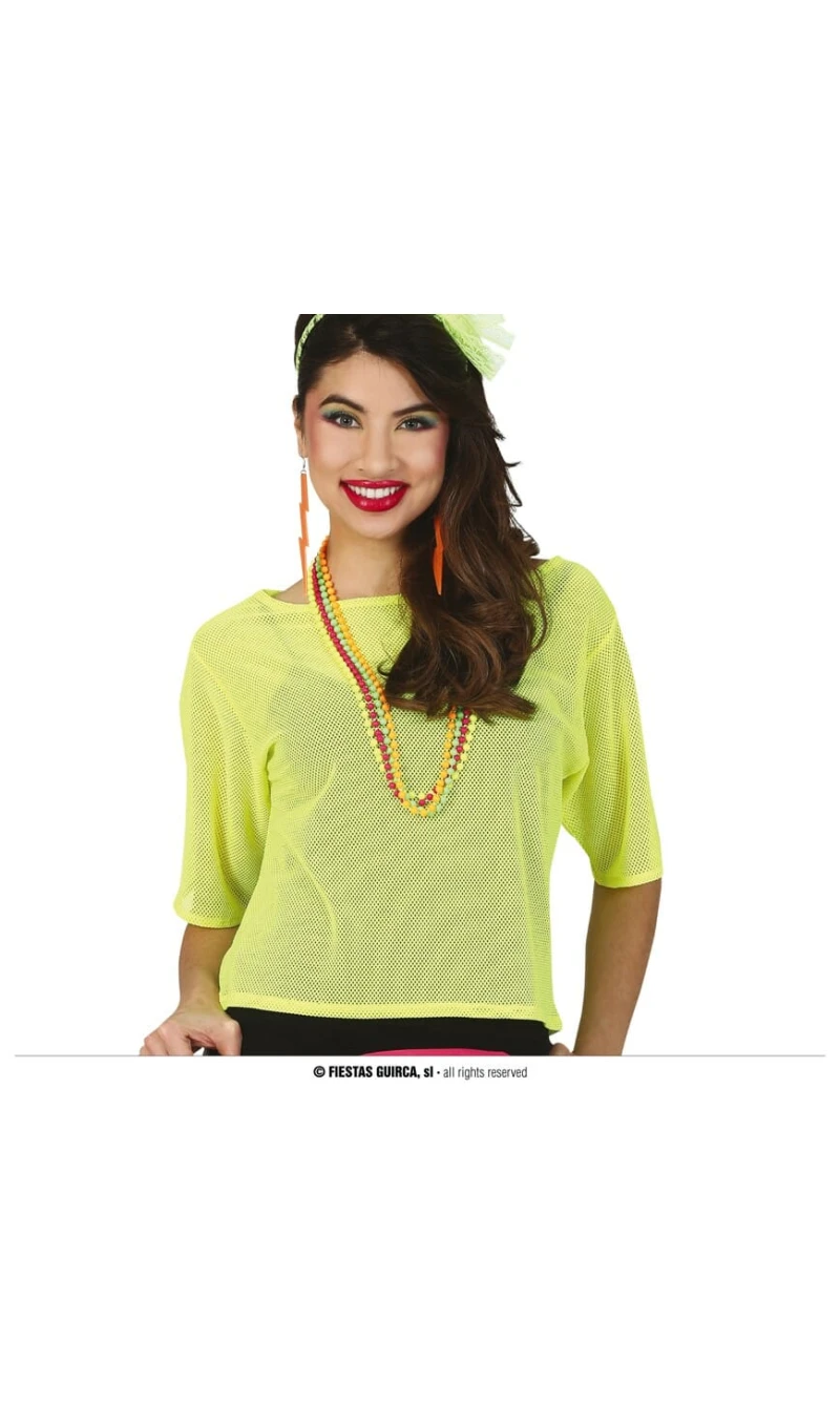 Neon Yellow Fishnet T-Shirt - Adult One Size