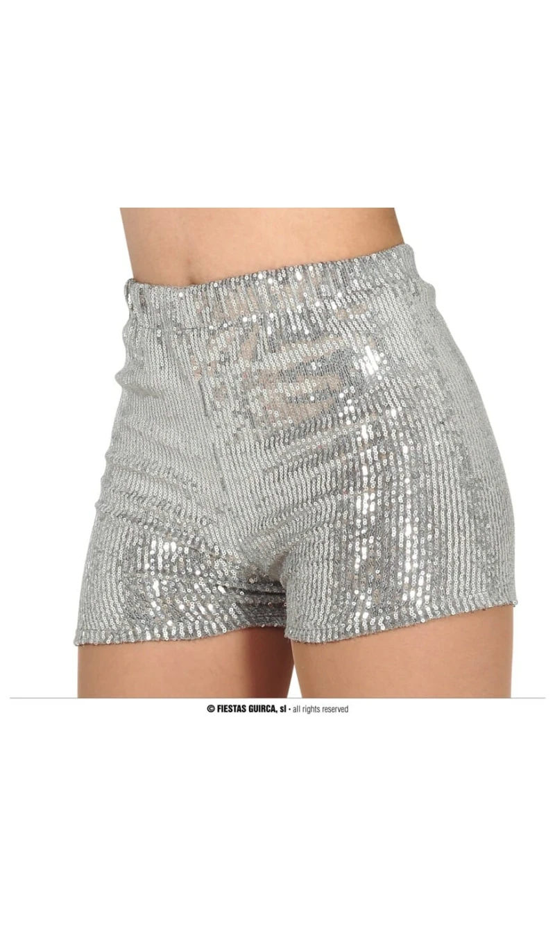 Sequin Shorts Silver - Adult Size Large (42-44)