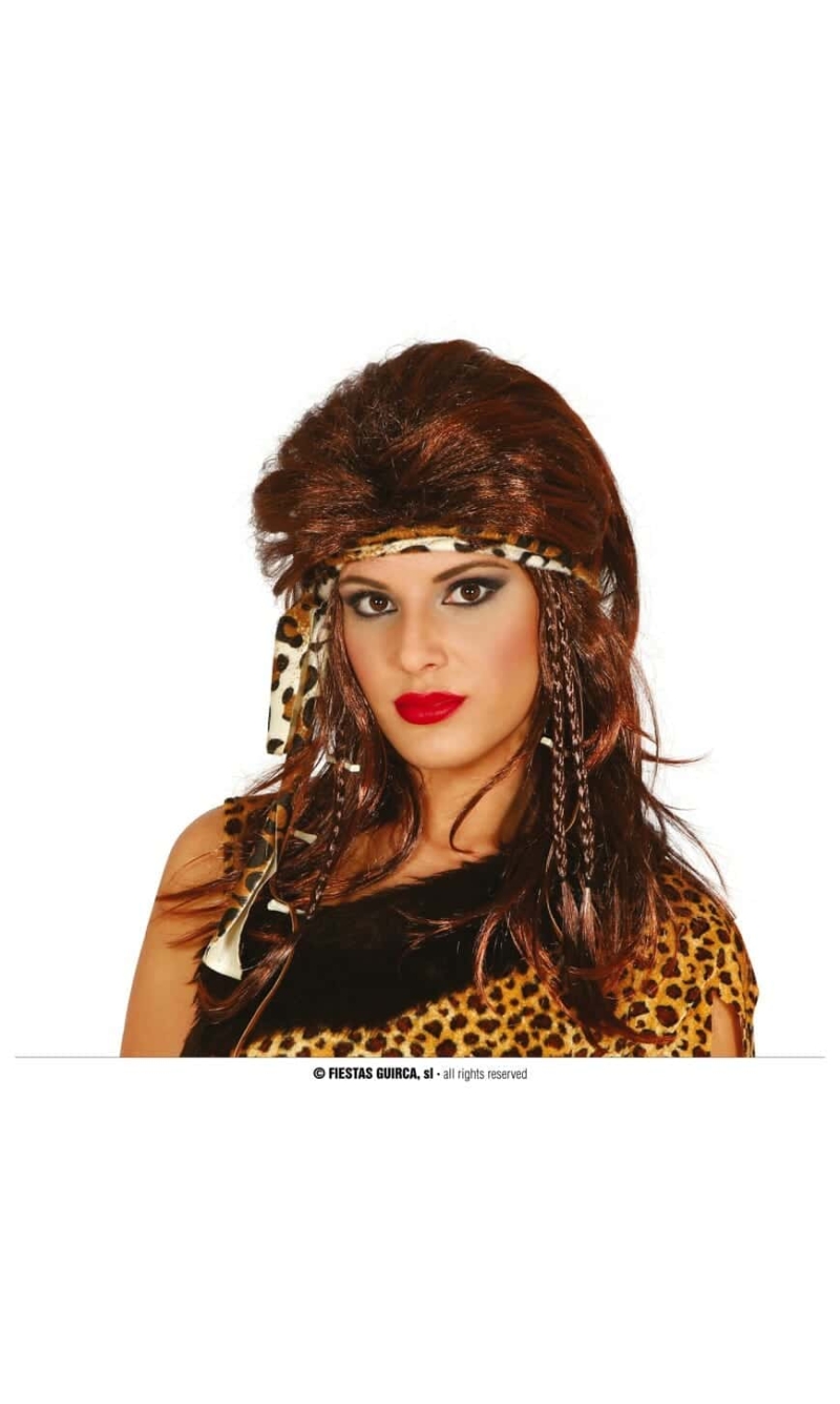 Brown Caveman Wig With Headband - Adult One Size