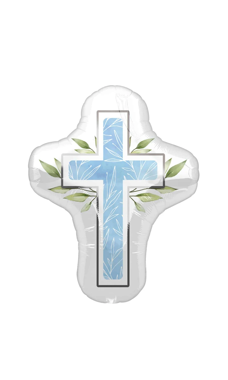 Religious Blue Cross SuperShape Foil Balloon - 58 x 71cm
