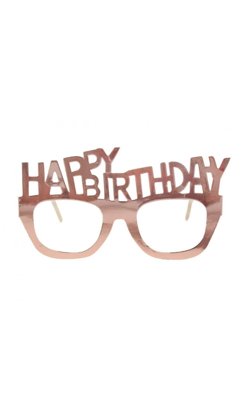 Happy Birthday Rose Gold Paper Glasses - 4pk