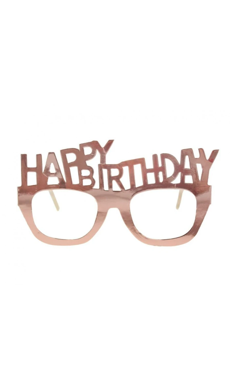 Happy Birthday Rose Gold Paper Glasses - 4pk