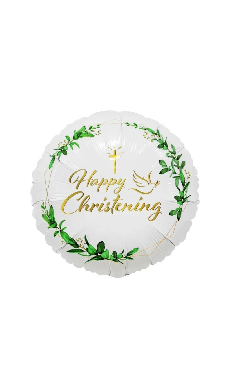 Foil Balloon Happy Christening (Cross & Dove) - 18"
