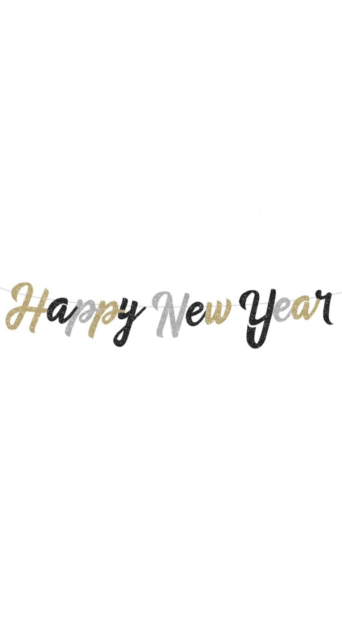 Paper Garland Happy New Year Banner (Glitter) - 250cm